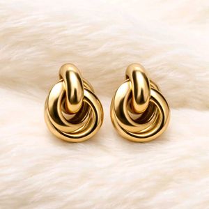 Chunky Gold Interlocking Hoop Earrings