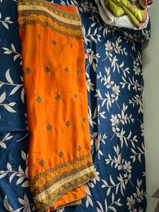 Partywear Orange saree with blouse