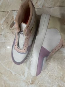 Stylish White and Purple Sneakers