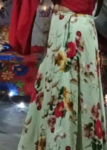 Floral Dress with Red Jacket