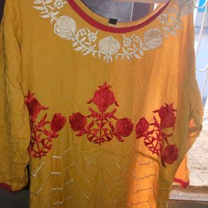 Yellow Embroidered Kurta