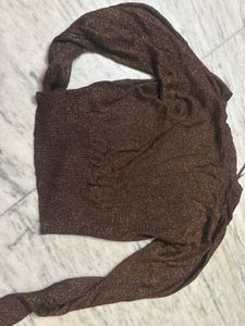 Sparkly Twist Front Long Sleeve Top