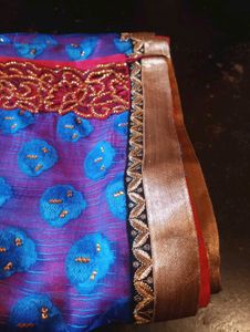 Blue and Red Festive Saree