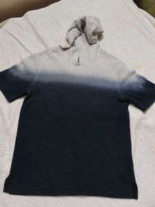 Short Sleeve Ombre Hoodie Top