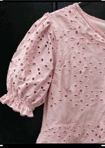 cute puff sleeve pink crop top