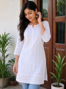 Elegant White Chikankari Kurta