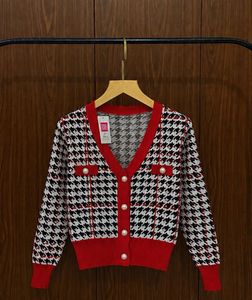 Chic Houndstooth Knit Cardigan