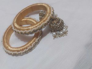 Elegant Gold Bangles with Pearl Charms
