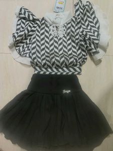 Chic Black & White Skirt Set