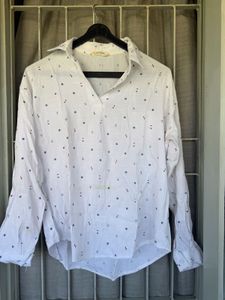 Cute Anchor Print Button-Up Shirt