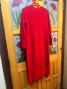 ribbed Red Bodycon Midi Dress