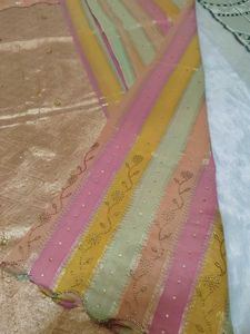 Beautiful Striped Saree with Embellishments