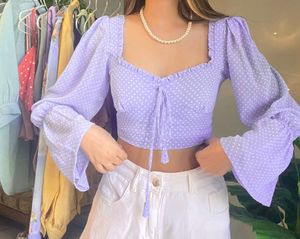 Lilac Polka Dot Crop Top