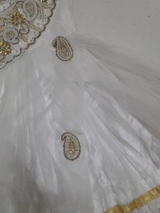 White &amp; Gold Embellished Dress