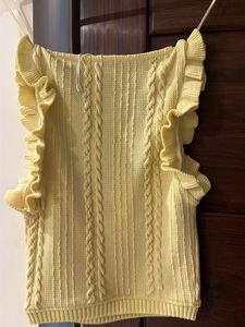 Yellow Ruffle Knit Top