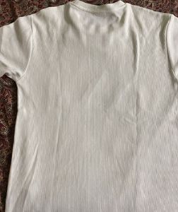 Adidas White Ribbed Logo T-Shirt