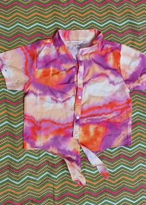 Vibrant Tie-Dye Tie-Front Blouse