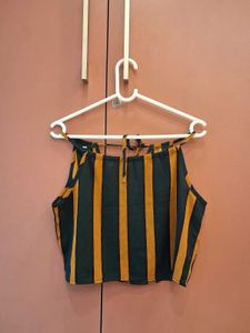 Green and Yellow Striped crop top