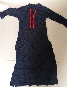 Black Kurta with Red Embellishment