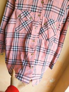 🤍Free Delivery Pink Plaid Long Sleeve Shirt🤍