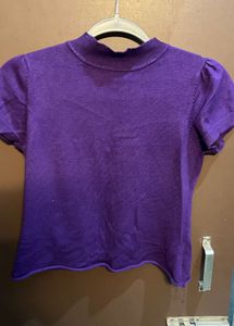 Purple Mock Neck Short Sleeve Top