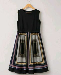 Elegant Sleeveless Geometric Print Dress