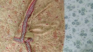 pure Georgette yellowish golden Saree
