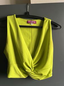 Lime Green Twist Front Crop Top