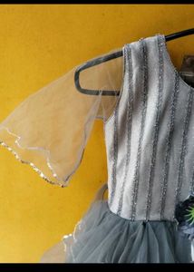 Sparkling Grey Party Gown for Girls