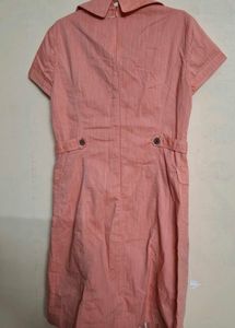 Chic Coral Button-Up Shirt Dress