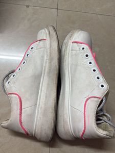 White &amp; Pink Casual Sneakers