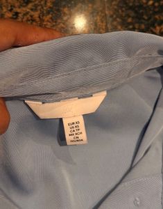 Light Blue Satin Button-Up Shirt