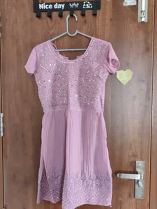 pink georgette designer dress for girls