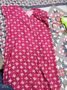 Comfortable Pink Printed Nightgown