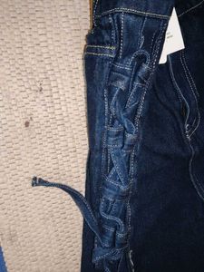 Dark Wash Lace-Up Jeans