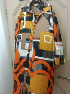 Bold Geometric Print Shirt Dress