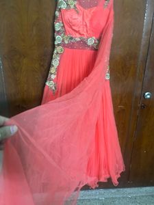 Stunning Coral Embroidered Gown