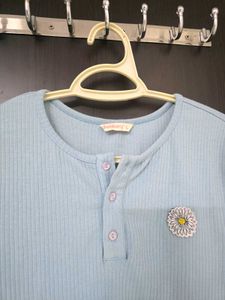 Blue Ribbed Daisy Top Dressberry