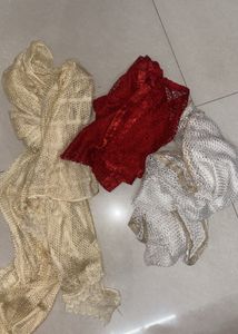 Elegant Lace Dupattas - Set of 3