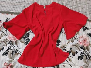 Red Bell Sleeve Top