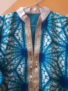 Elegant Blue &amp; White Ethnic Gown