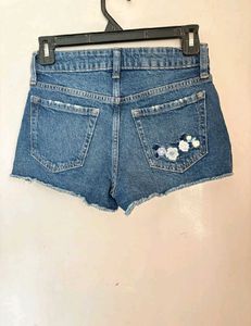 Embroidered Denim Shorts