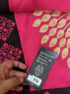 New Embroidered Pink &amp; Black Stole