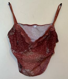 Floral Lace Trim Corset Top