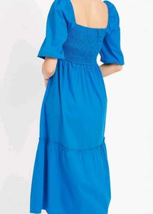 Blue Cutout Midi + Green Velvet Dres