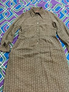 Patterned Button-Down Shirt Kurti