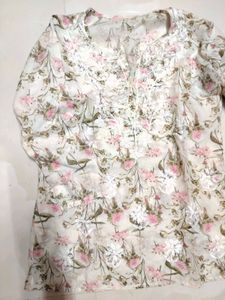 Boho Floral Embroidered Tunic Top(XL)