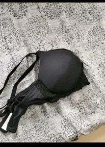 Lace Trim Black Bra  34 B