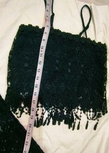 Chic Black Lace flared pant with top