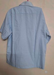 Men's Blue Striped Short Sleeve Shirt